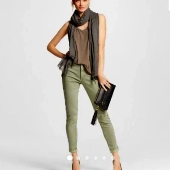 Mossimo Denim Olive Green Mid Rise Jegging - Size 0 / 25R, Super Stretch - Picture 1 of 6